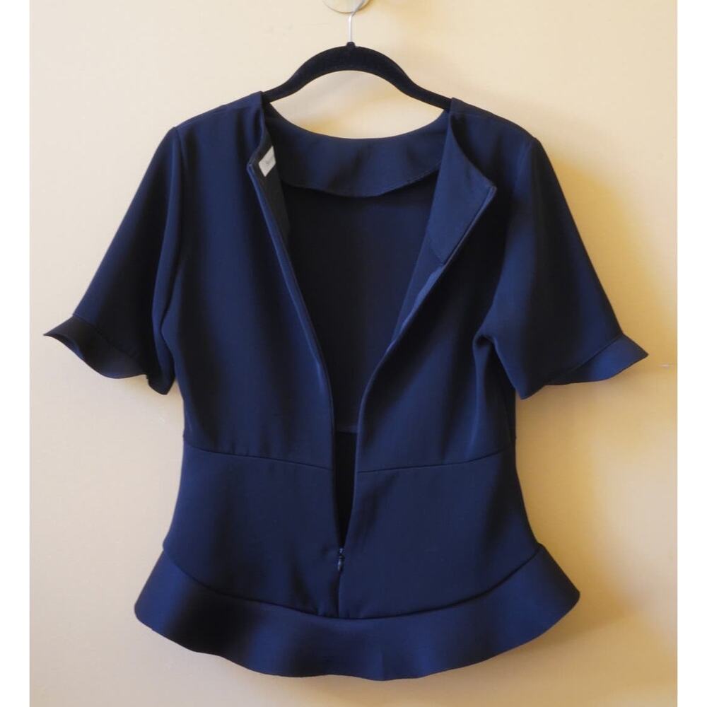 Peplum Flared Structured Tailored Short Sleeve Bl… - image 3